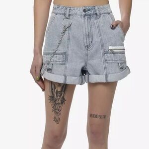 Hot Topic Light Wash Cuffed Jean Shorts